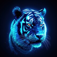 Abstract neon tiger background. Illustration AI Generative.