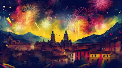 Independencia de Colombia holiday background Illustration AI Generative