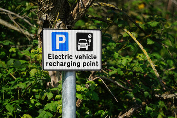 Electric car recharging point sign