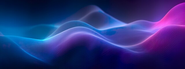 Fototapeta premium Abstract Dark Blue and Purple Web Banner, Gradient Background with Blurry Colors Wave Pattern with Noise Texture, wide banner size