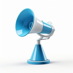 Blue and white megaphone. Illustration AI Generative.