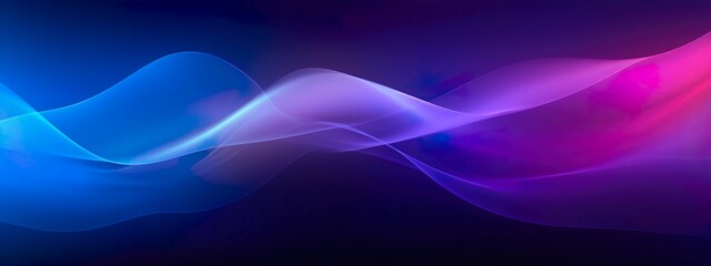 Fototapeta premium Abstract Dark Blue and Purple Web Banner, Gradient Background with Blurry Colors Wave Pattern with Noise Texture, wide banner size