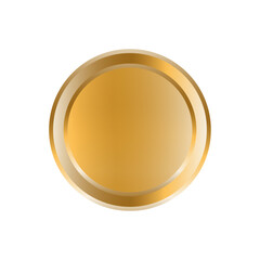 Gold metal button on white background. Isolated. 