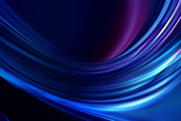 Dark blue abstract background with ultraviolet neon glow, blurry light lines, waves , Abstract windy background with smooth wavy lines ai generative