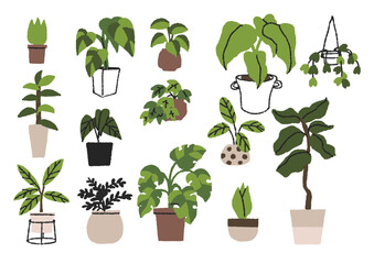 手書きのインテリアグリーンの詰め合わせセット　