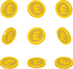 ポンドマークのコインのイラスト アイソメ バリエーション