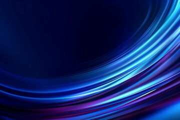Naklejka premium Dark blue abstract background with ultraviolet neon glow, blurry light lines, waves , Abstract windy background with smooth wavy lines ai generative