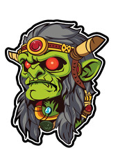 Orc shaman. Goblin wizard. Fantasy character sticker.