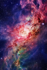 Fototapeta na wymiar A celestial dance of swirling galaxies, a vast expanse of space. AI generative