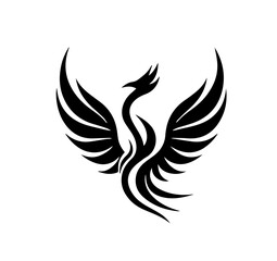 Fototapeta na wymiar Phoenix bird logo vector illustration, modern black and white style