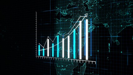 Stock chart going up. Share price animation. Investment concept.