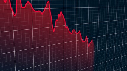 Stock chart going down. Share price animation. Investment concept.