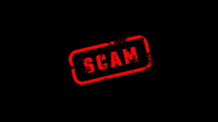 Scam stamp. Phishing attack. Internet Fraud.