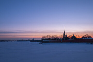 Peter and Paul fortress in sunrise, Saint-Petersburg, Russia
