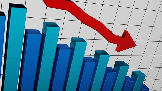 Stock chart going down. Share price animation. Investment concept.