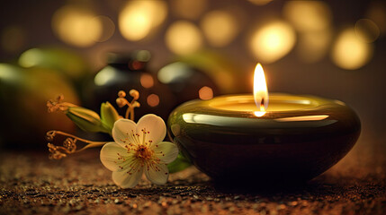 Obraz na płótnie Canvas zen candles therapy spa wellness, candlelight - by generative ai