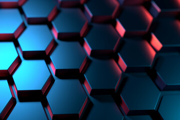 Obraz na płótnie Canvas Hexagon blue pattern abstract modern background abstract futuristic hexagonal mesh with light effects ai generative 