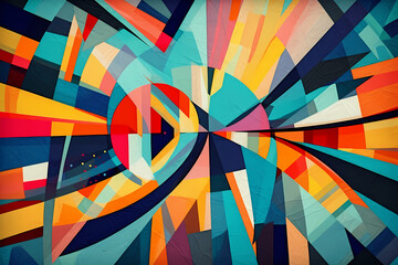  A mesmerizing abstract composition featuring intersecting lines and vibrant colours.