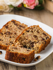 Fresh baked banana bread with chocolate chips