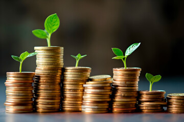 plant growing from coins, Generative AI, 