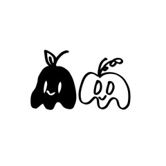 Icon two Apple with black and white colors