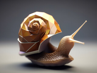 A 3D Render of a Snail made of Geometric Polygons | Generative AI
