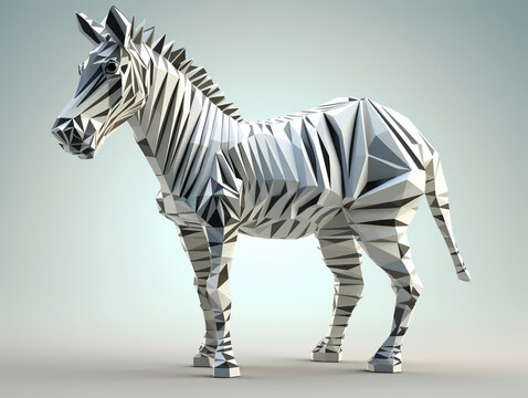 A 3D Render of a Zebra made of Geometric Polygons | Generative AI