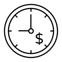 Money Time Thin Line Icon