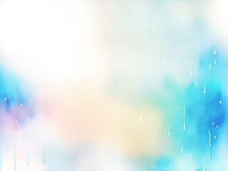 雨粒の虹色水彩アブストラクト背景（AIイラスト） - obrazy, fototapety, plakaty