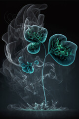 Clover, Irish symbol, smoke dark floral art, AI generated