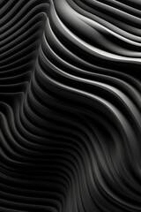 Wavy Black Metallic 3D Background. AI generative