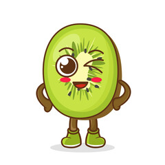 wink kiwi cute fruit character mascot vector design