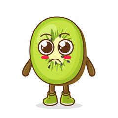 sad emoji kiwi character, fruit character vector. kiwi character illustration