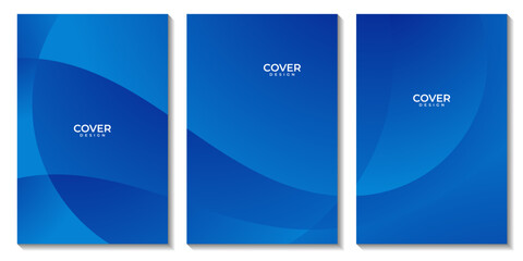 flyer template set abstract blue wave colorful background