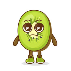 annoyed expression of the cute kiwi fruit cartoon character