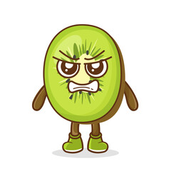 cute kiwi character with angry expression, mouth wide open. suitable for emoticon, logo, mascot, sticker