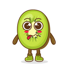 kiwi character in sweet expression while sticking out her tongue
