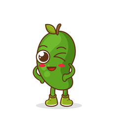 wink green mango cute fruit character mascot vector design