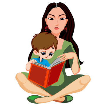 mother reads a book to her child