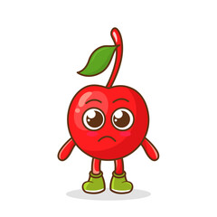 sad emoji cherry character, fruit character vector. cherry character illustration