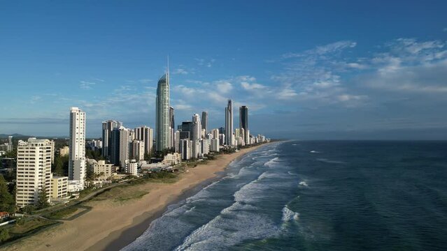 Aerial view of Surfers Paradise, Queensland Australia with the ocean and the City view