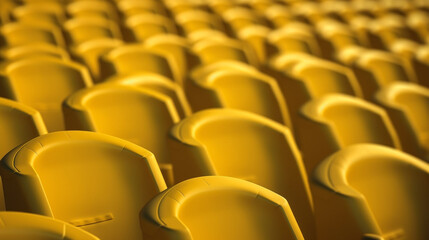 Fototapeta na wymiar yellow seats in stadium , Yellow stadium seat creating patterns ai generative