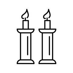 Candle, Shabbat Judaism icon. vector liner Candle icon illustration on white background..eps