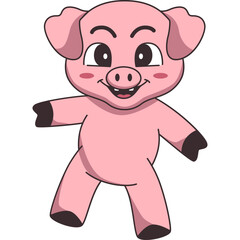 Cute Pig Cartoon Illustration