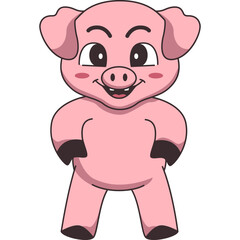 Cute Pig Cartoon Illustration