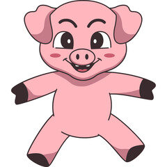 Cute Pig Cartoon Illustration