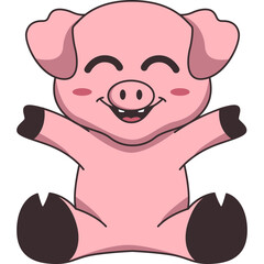 Cute Pig Cartoon Illustration