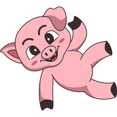 Cute Pig Cartoon Illustration