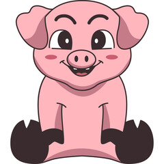 Cute Pig Cartoon Illustration