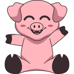 Cute Pig Cartoon Illustration